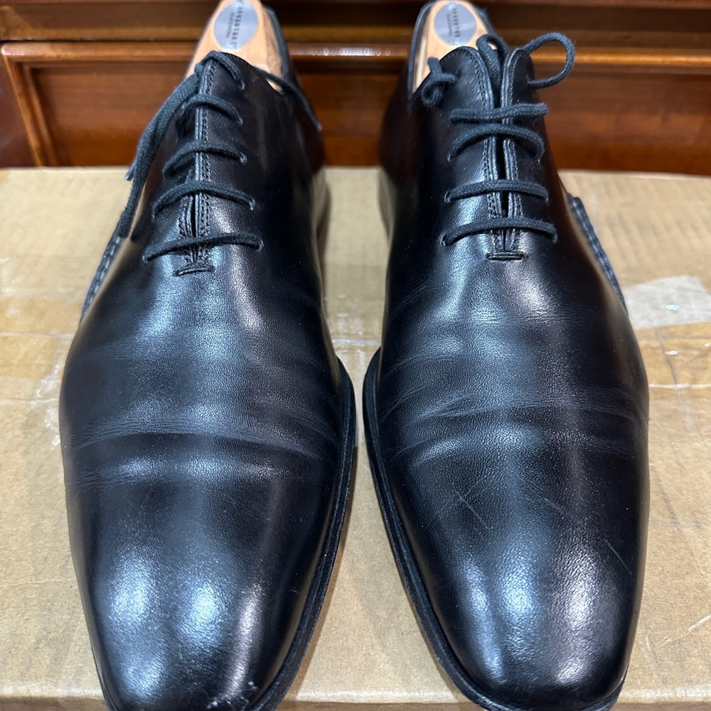 Magnanni Leather Lace Up Derby Oxford Mens sz 7 Black And Brown Dress Shoes RARE